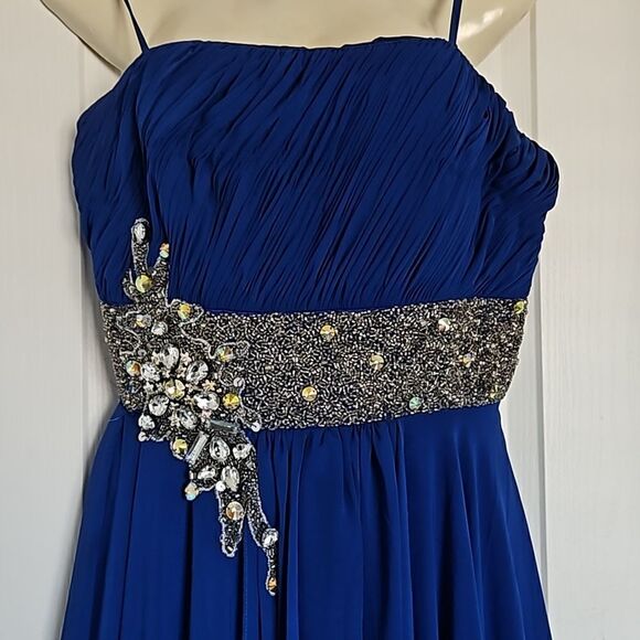 Bicici Women's Spaghetti Straps Rushed Top With Embellishment Belt Maxi DressL/M - Picture 6 of 16